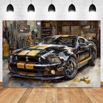 Vintažinis karštas automobilis Fonas Vėliava Šventės Dekoracija Klasikinis Garažas Fono Medžiagos Pramoninis Stilius Padangų Įrankis Fotografijos Rekvizitas 90x60 CM