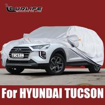Pilnas automobilio uždangalas HYUNDAI Tucson Lietaus, šerkšno, sniego, dulkių apsaugai Atsparus vandeniui Išorinis automobilio apsaugas Dangalai Anti UV sidabras