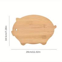 1 Pc Creative Mini Animal Bamboo Cutting Board, Baby Food Sorting Cutting Board, Fruit Cutting Board, Kitchen Home Cutting Board porker