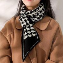 Autumn Warm Neck Bib Can Be Used On Both Sides With Houndstooth Diamond Interspersed With Oblique Neck Scarves One Size