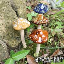 4 vnt. mielas keraminis grybo modelis, sodo statulėlės, dekoratyvinis ornamentas