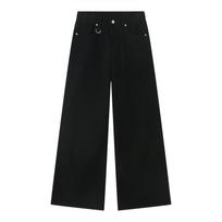 Unisex Four Season Vintage Hong Kong Style Distressed Loose Wide Leg Mop Jeans XXXL juoda