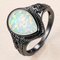 Personalized Trend Fashion OL Black Gold White Waterdrop Ring No. 6