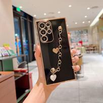 Suitable for Samsung S24ULTRA Electroplated Mobile Phone Case S25 Side Love Mobile Phone Case A55 Love Bracelet Protection Case Samsung S25