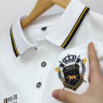 Vyriški Polo Marškinėliai Apykakle Ilgomis Rankovėmis Rudens Ženklelio Siuvinėjimas T-shirt Klasikinis Verslo Gražūs Vyriški Drabužiai M balta