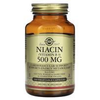 Solgaras, niacinas (vitaminas B3), 500 mg, 100 augalinių kapsulių