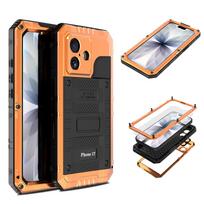 Case for IPhone Air 17 Pro Max 17Pro 17 IP68 Waterproof Metal Heavy Duty Shockproof Cover Glass Screen Protector For iPhone 17 oranžinė