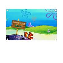 1 VNT. SpongeBob SquarePants Bikini Bottom Vėliavėlės Banderolės Keturių skylių Vėliava Poliesteris Lauko Dekoras Kambario Estetika 74x94cm(29x37in)