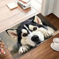 2D Husky DogThemed Welcome Door Mat Soft Rug Carpet FloorMat for Bedroom Perfect for Hallways Entryways Bathroom Cute Home Decor 40x60CM