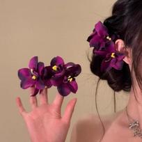 Elegantiškas orchidėjų gėlių plaukų segtukas Saldus bohemiško stiliaus gėlių snapelio segtukas Jūros atostogų galvos apdangalas Spalvingi plaukų aksesuarai