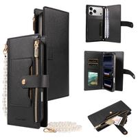 Odinis telefono dėklas, skirtas Samsung Galaxy S26Pro S25 Edge S24 S23 FE S22Ultra S21 S20, atsparus smūgiams, daugiafunkcionalus, su užtrauktuku Samsung Galaxy M36 juoda