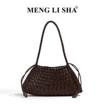 Popular Handmade Woven Bag, Fashionable Retro Hand-held Vegetable Basket Bag, Versatile Underarm Single Shoulder Mother Bag šokoladas