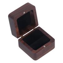 Medinė žiedo dėžutė Retro Graži Nešiojama Magnetinis mygtukas Juodojo riešuto žiedo dėžutė Pasiruošimui