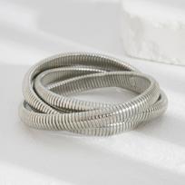 DIEZI 3 stiliaus apvalūs dirbtinio perlo plati apyrankė-žiedas Punk daugiasluoksnis geometrinis metalinis spyruoklinis apyrankių rinkinys moterims vyrams gray