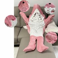 Megalodon Flannel Sleeping Bag Jumpsuit with Hoodie S (Length 170cm, Fits Height Below 135cm) rožinė