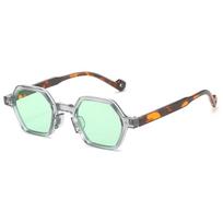 Vintage Polygon Sunglasses for Women Men Fashion Hexagon Clear Ocean Lens Shades UV400 Rivets Sun Glasses Summer Eyewear