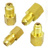 4PCS R134A Brass Refrigerant Tank Adapter to R12 Fitting Adapter 1/2 Female to 1/4 Male Flare Adaptor Valve Core and Vacuum Pump