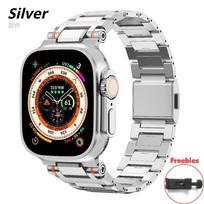 Stainless Steel Strap for Apple Watch Ultra 3/2/1 49mm 46mm 45mm 44mm 42mm Metal Magnetic Band IWatch Series 11 10 9 8 7 6 SE 5 Ultra 3/2/1 49mm sidabras