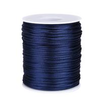 1,5 MM satino virvelė šilkinis lynas pintas lynas spalvoti lynai šilkinis siūlas paracord lynas Cordon Couture makramė amatai šilkiniai apyrankių lynai 100m tamsiai mėlyna