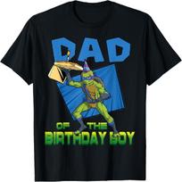 Mademark x Teenage Mutant Ninja Turtles - Leo Daddy of the Birthday Boy Pizza Theme Party T-Shirt S juoda