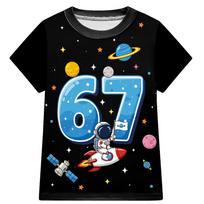 3335 Boys Girls Brainrot 67 Printed Short Sleeves T-Shirt 100cm juoda
