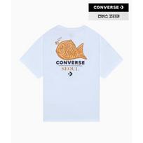 Converse Seoul CiTy Bungeo Bread Back PrinT ShorT Sleeve T shirT Oversized whiTe 90