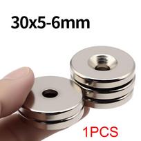 30x5-6mm Super stiprus neodimio magnetas N35 NdfeB nuolatinis magnetinis imanes apvalus su skylutėmis galingi magnetai šaldytuvas
