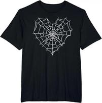 Love Halloween Spider Web Costume Cute Heart Spider Web T-Shirt for Unisex Women Graphic T Shirts Casual Cotton Daily Four Seasons 4XL