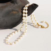 New Fashionable and Elegant Trendy Brand Genuine Freshwater Rice Bead Bead Bead Collarbone Chain 39cm