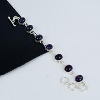 Subtilus ametisto akmens rankų darbo 925 svarų sterlingų sidabro apyrankė, ametisto sidabro apyrankė žmonai, unisex apyrankė, dovana Motinos dienai 8" violetinė