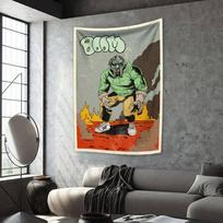 American Hip Hop Singer Tapestry Mf Dooms Printed Home Decor Aesthetics Wall Hanging Living Room Dormitory Party Background 29x37in