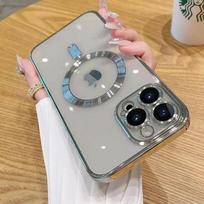 Applicable To IPhone16 Mobile Phone Case Magsafe Magnetic Plating Lens Film Apple 15pro Full-pack Transparent Soft Case iPhone16ProMax
