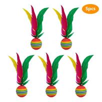 1/5 vnt. spalvingas plunksninis badmintono kamuoliukas Kinija Jianzi Kojos spyris ratas žąsies plunksna 5pcs