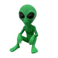 Mini ateivio ornamentas Sci-fi ateivio figūrėlė Juokinga sėdinti ateivio statulėlė Vazono dekoracija sodui, namams, stalui Ateivių mylėtojų dovana žalia