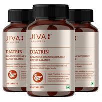 Jiva Diatrin Ajurvedinės tabletės 500 mg kraujo cukraus palaikymui, medžiagų apykaitai ir kasos sveikatai, 120 tablečių pakuotė po 3