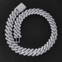 Hip Hop Jewelry 20mm Thick Cuban Link Chain Crystal Miami Gold Silver Two Color Iced Out CZ Cuban Chain Necklace 50cm