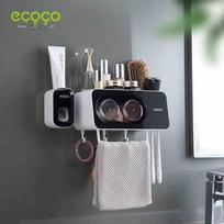 Aige No-Drill Wall-Mounted Toothbrush Holder with Dispenser juoda