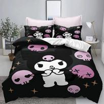 Kuromi spausdinta animacinė antklodės užvalkalas vaikams Mielas Sanrio Minkštas pritaikomas patalynė Pagaminta pagal užsakymą Namų miegamojo EU Single(135*200cm)3pcs