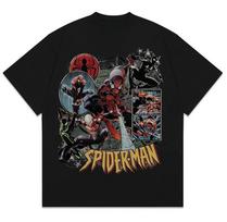 Miniso  Spider-Man Graphic Printing Summer Autumn Winter Cotton Men's and Women's Oversized T-shirts Short Sleeves 3XL