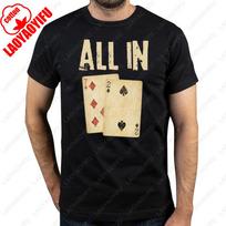 Funny Poker Card Game All in Gift Poker Player T Shirts Summer Cotton Vintage Printed Tshirt Tops  Simple Classic Style Tee S