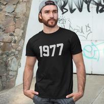 1977 MARŠKINĖLIAI - 70-ųjų retro gimtadienio dovana tėčiui mamai gimimo metai data unisex vintažinis Unisex marškinėliai XL black