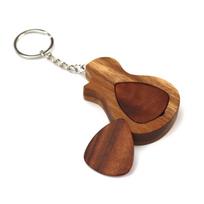 Guitar Pick Keyring Wooden Case Band Gift Key Holder