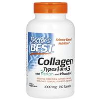 Doctor's Best, 1 ir 3 tipo kolagenas su peptanu ir vitaminu C, 1000 mg, 180 tablečių
