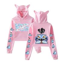 KPop Demonų Medžiotojai Katės Ausys Trumpas Džemperis Su Gobtuvu Medžiotoja Megztinis Anime Cosplay Šventės Striukė Studentas Harajuku Apranga XS rožinė
