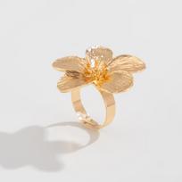 Wind Liquid Metal Geometric Hollow Ring, Fashionable Irregular Pleated Flower Ring