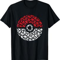 Pokemon Unisex Adult Pikachu Pokeball Pattern T-Shirt, Black, Small S juoda