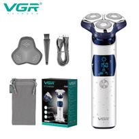 Original VGR V-328 3D Wet Dry Electric Shaver for Men Beard Rechargeable Facial Electric Razor Floating Head Shaving Machine Lithium with LCD Display mėlyna/balta