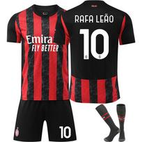 Paaugliams Vaikams Suaugusiems Individualus Vardas Futbolo Apranga 2025-26 AC Milan Namų #10 RAFAEL LEÃO Sportinio Treniruočių Džersio Rinkinys su Kojinėmis 16