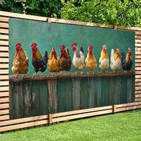 2D vintažinis ūkio gaidžio fonas, rustic tamsiai žalio fono su vištomis sienos dekoravimo audinys 70.9x43.3inch/180*110cm blue