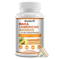 Maca + Amerikietiškas ženšenis, didžiausia koncentracija 36 000 mg, 120 kapsulių 120 capsules